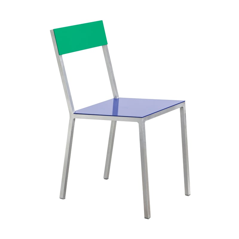 Mobilier - Chaises, fauteuils de salle à manger - Chaise Alu Chair métal bleu vert / Aluminium - valerie objects - Assise bleu foncé / Dossier vert - Aluminium
