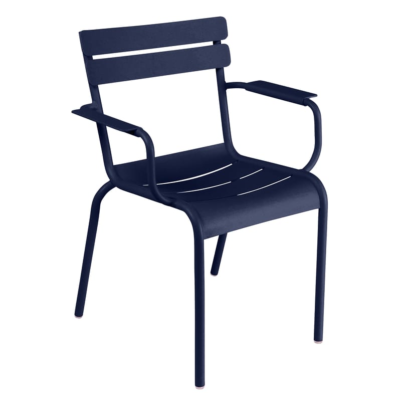 Mobilier - Chaises, fauteuils de salle à manger - Fauteuil empilable Luxembourg Bridge métal bleu / Aluminium - Fermob - Bleu abysse - Aluminium laqué