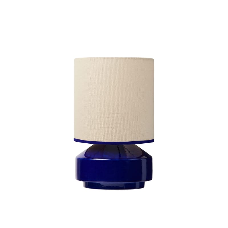 Luminaire - Lampes de table - Lampe de table Claude céramique bleu / H 27 cm - Maison Sarah Lavoine - Indigo - Céramique, Coton
