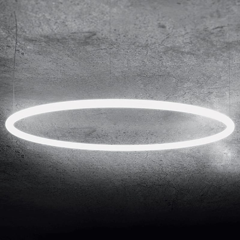 Luminaire - Suspensions - Suspension Alphabet of light Circular plastique blanc / LED - Ø 155 cm / Bluetooth - Artemide - Ø 155 cm / Blanc - Aluminium, Méthacrylate
