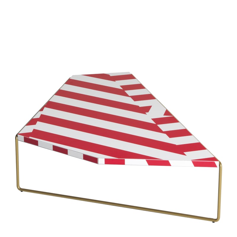 Mobilier - Tables basses - Table basse Zagazig métal bois rouge / 113 x 74 cm x H 27 cm - Driade - Rayé rouge - Acier, HPL