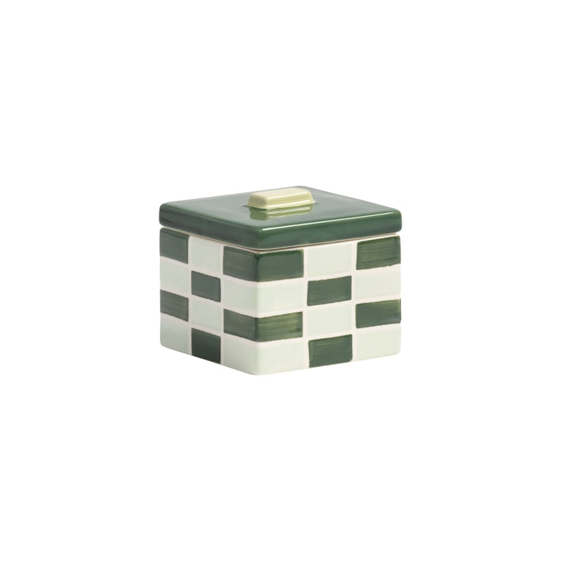 Table et cuisine - Boîtes et conservation - Boîte Carré Small céramique vert / 8 x 8 x H 7 cm - & klevering - Vert - Grès