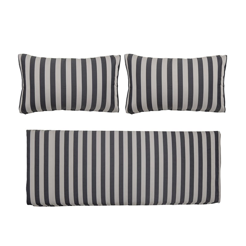 Décoration - Coussins - Housse de coussin  tissu noir / Pour canapé Mundo - Set de 3 housses (sans garnissage) - Bloomingville - Rayé noir & blanc - Polyester