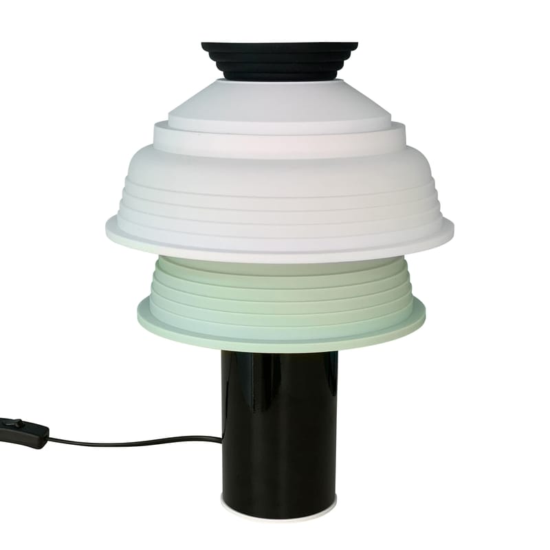 Luminaire - Lampes de table - Lampe de table Shades - TL4 plastique vert noir / Ø 26 x H 35,5 c - SOWDEN - Noir, vert pâle, blanc - Aluminium, Silicone