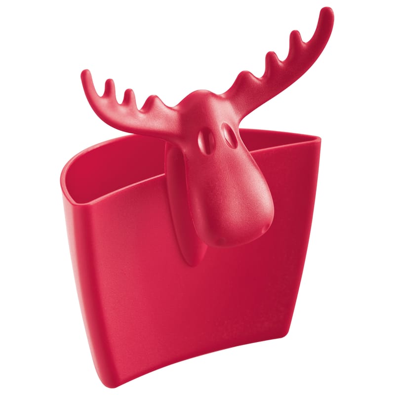 Table et cuisine - La cuisine s\'amuse - Porte-sachet de thé Rudolf plastique rouge - Koziol - Rouge framboise opaque - Plastique