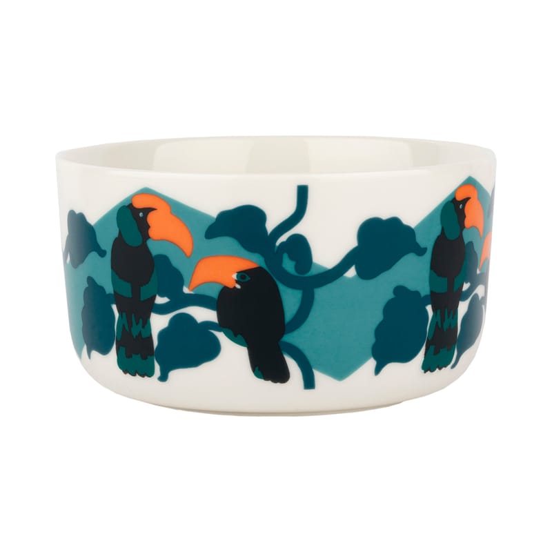 Tisch und Küche - Tassen und Becher - Schale Pepe keramik blau / Ø 12,5 x H 6,5 cm - 50 cl - Marimekko - Pepe / Türkis, orange - Sandstein