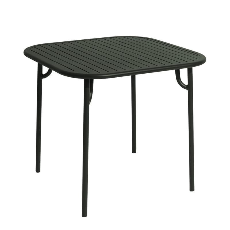 Jardin - Tables de jardin - Table carrée Week-End métal vert / 85 x 85 cm - Aluminium - Petite Friture - Vert Bouteille - Aluminium thermolaqué époxy