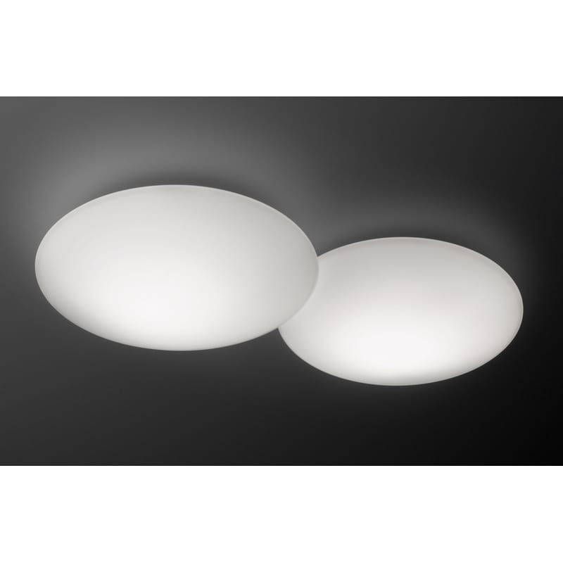 Lighting - Wall Lights - Puck Double LED Wall light glass white Ceiling lamp - Vibia - White - Blown glass