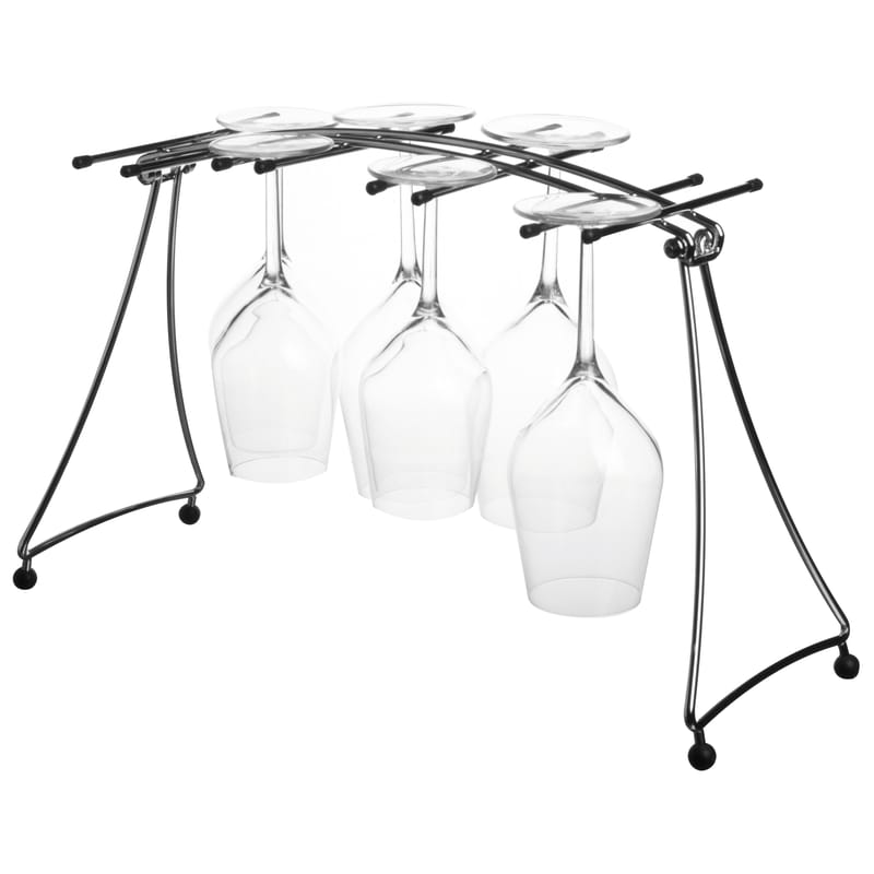 Tisch und Küche - Einfach praktisch - Abtropfgestell  schwarz metall für Weingläser - zusammenklappbar - L\'Atelier du Vin - Metall / schwarz - Kautschuk, Metall