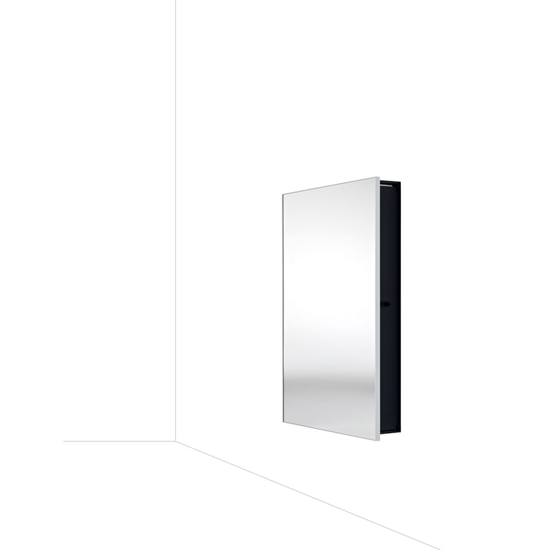 Mobilier - Miroirs - Armoire Backstage / Miroir - 64 x H 96 cm - Horm - L 64 x H 96 cm - Miroir / cadre noir - Acier peint, Aluminium, Miroir