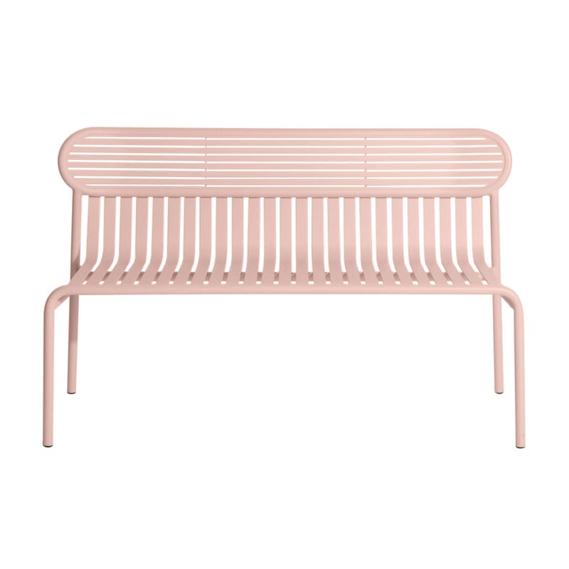 Möbel - Bänke - Bank mit Rückenlehne Week-End metall rosa / Aluminium - L 121 cm - Petite Friture - Rose Blush - Aluminium, thermolackiert und expoxidbeschichtet