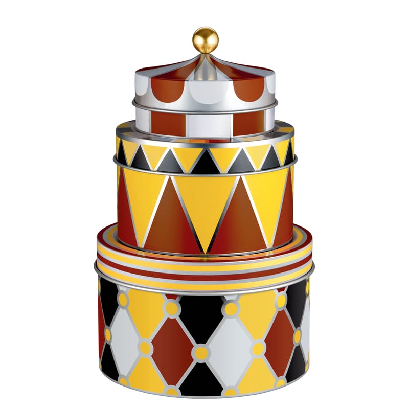 Table et cuisine - Boîtes et conservation - Boîte Circus métal multicolore / Set de 3 - Alessi - 3 boîtes / Multicolores - Fer blanc peint