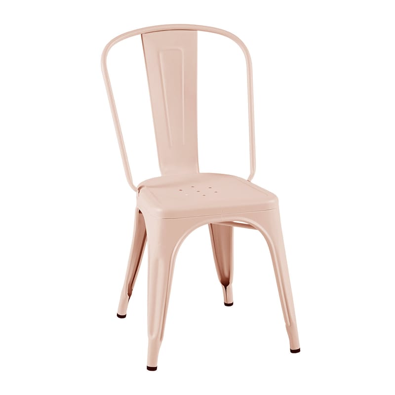 Mobilier - Chaises, fauteuils de salle à manger - Chaise empilable A Outdoor métal rose / Inox Couleur - Pour l\'extérieur - Tolix - Rose poudré (mat fine texture) - Acier inoxydable laqué