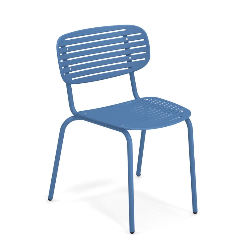 Mobilier - Chaises, fauteuils de salle à manger - Chaise empilable Mom métal bleu - Emu - Bleu azur - Acier verni