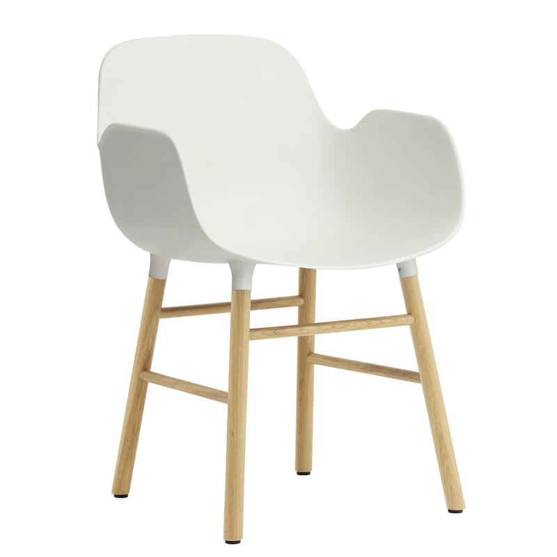 Mobilier - Chaises, fauteuils de salle à manger - Fauteuil Form plastique blanc bois naturel / Pied chêne - Normann Copenhagen - Blanc / chêne - Chêne, Polypropylène