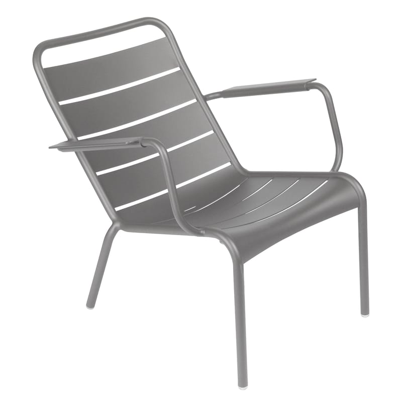 Furniture - Armchairs - Luxembourg Low armchair grey silver metal - Fermob - Steel grey - Lacquered aluminium