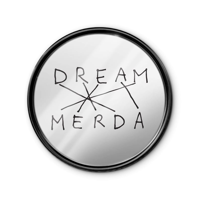 Décoration - Miroirs - Miroir mural Connection / Dream-Merda bois noir - Ø 70 cm / Verre sérigraphié - Seletti - Dream-Merda - MDF peint, Verre