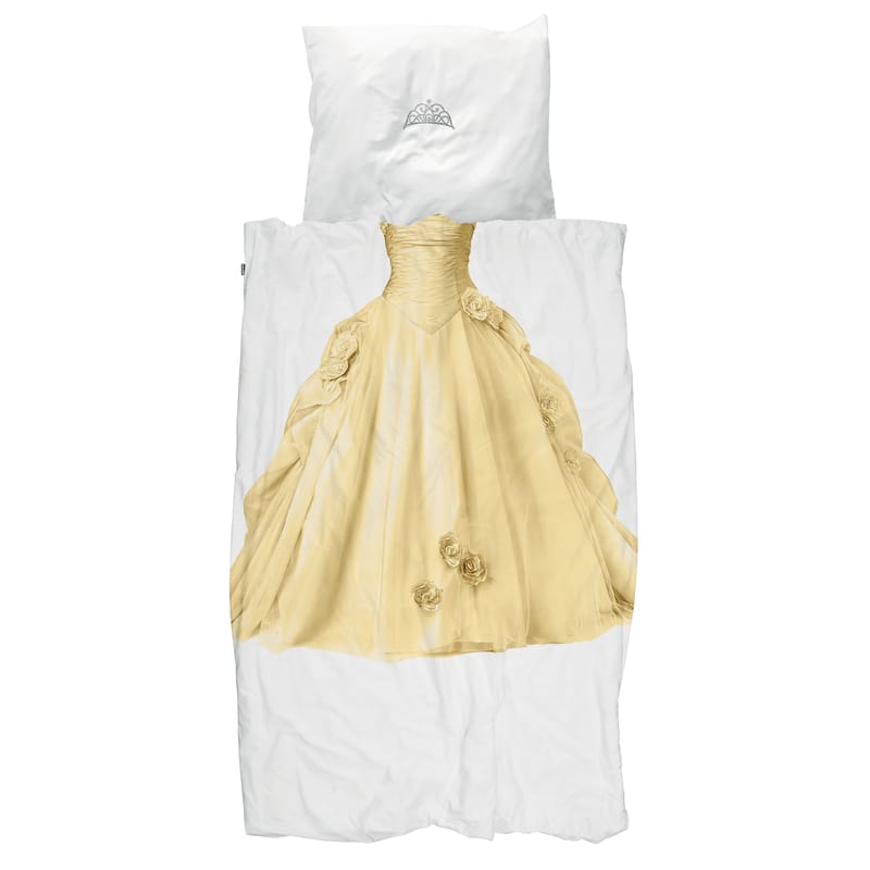Décoration - Pour les enfants - Parure de lit 1 personne Princesse / 140 x 200 cm - Snurk - Princesse / Jaune - Percale de coton