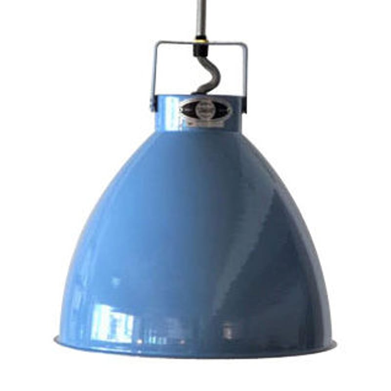 Luminaire - Suspensions - Suspension Augustin métal bleu Large Ø 36 cm - Jieldé - Bleu brillant/ Intérieur argent - Métal laqué
