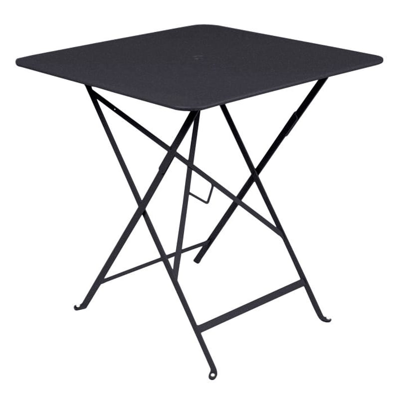 Jardin - Tables de jardin - Table pliante Bistro métal gris / 71 x 71 cm - Trou pour parasol - Fermob - Carbone - Acier laqué