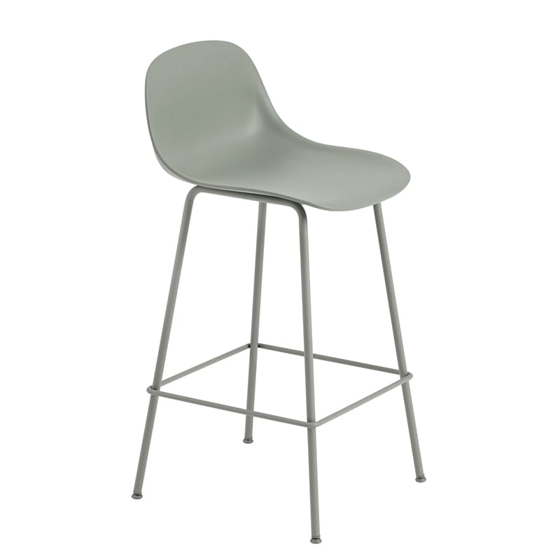 Mobilier - Tabourets de bar - Chaise de bar Fiber Bar plastique matériau composite vert / H 65 cm - Muuto - Vert Ancien - Acier peint, Matériau composite recyclé