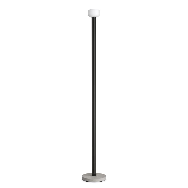 Luminaire - Lampadaires - Lampadaire Bellhop métal verre pierre noir / Base ciment - H 178 cm - Flos - Noir Cioko - Aluminium, Ciment, Verre soufflé
