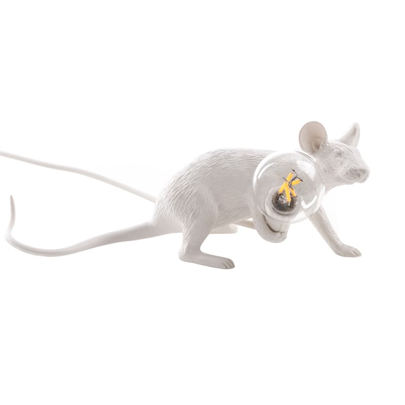 Décoration - Pour les enfants - Lampe de table Mouse Lie Down #3/  Souris allongée plastique blanc - Seletti - Blanc - Résine