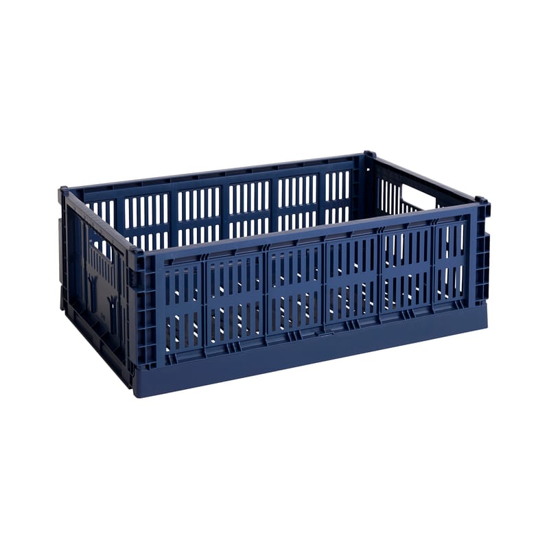 Décoration - Pour les enfants - Panier Colour Crate plastique bleu Large / 34,5 x 53 cm - Recyclé - Hay - Bleu foncé - Polypropylène recyclé