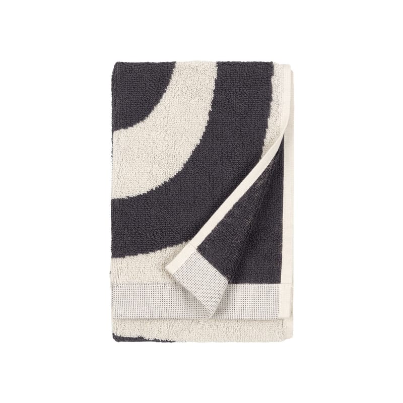 Linge de maison - Linge de bain - Serviette de toilette Melooni tissu noir / 30 x 50 cm - Marimekko - Melooni / Noir & blanc - Coton éponge
