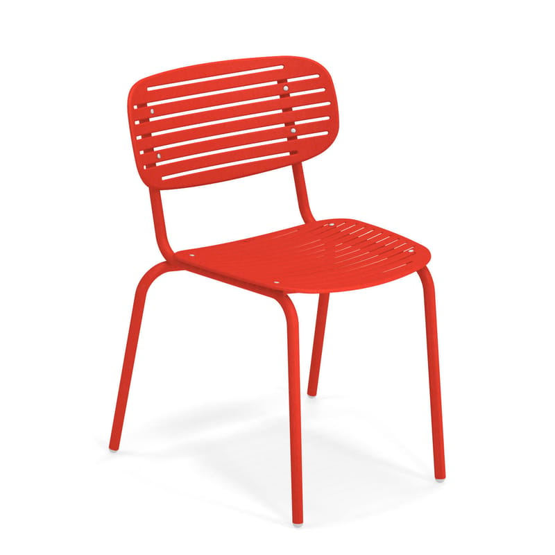 Möbel - Stühle  - Stapelbarer Stuhl Mom metall rot / Metall - Emu - Rot - gefirnister Stahl