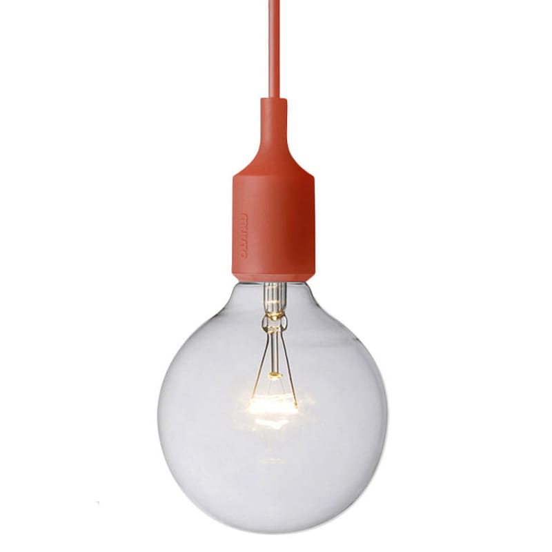 Luminaire - Suspensions - Suspension E27 plastique rouge / Silicone - Ampoule incluse - Muuto - Rouge - Silicone
