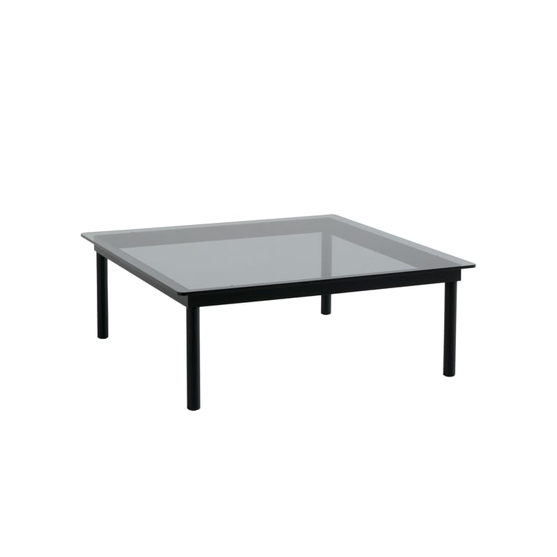 Mobilier - Tables basses - Table basse Kofi verre noir / 100 x 100 cm - Hay - Noir / Verre gris - Chêne massif laqué, Verre trempé teinté