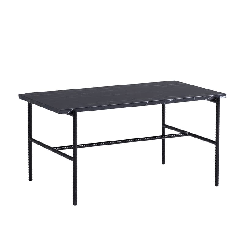 Mobilier - Tables basses - Table basse Rebar métal pierre noir / Marbre - 80 x 49 x H 40,5 cm - Hay - Noir - Acier laqué, Marbre