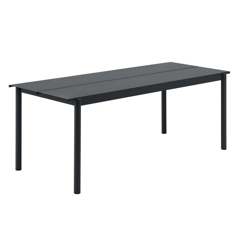 Jardin - Tables de jardin - Table rectangulaire Linear métal noir / 200 x 75 cm - Muuto - Noir - Acier revêtement poudre