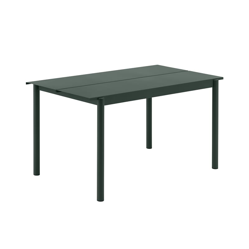 Jardin - Tables de jardin - Table rectangulaire Linear métal vert / 140 x 75 cm - Muuto - Vert foncé - Acier revêtement poudre
