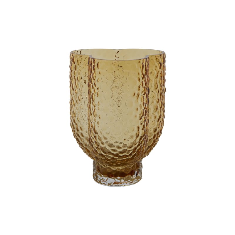 Décoration - Vases - Vase Arura Trio verre orange / 13,5 x 11,9 x H 18 cm - Verre texturé - AYTM - Ambre - Verre soufflé bouche