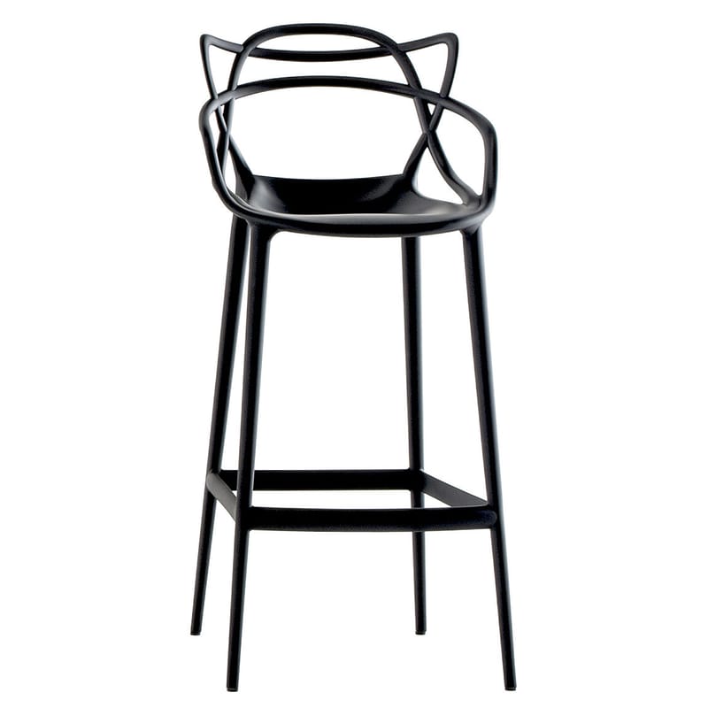 Furniture - Bar Stools - Masters Bar chair plastic material black H 75 cm - Polypropylen - Kartell - Black - Recycled thermoplastic technopolymer