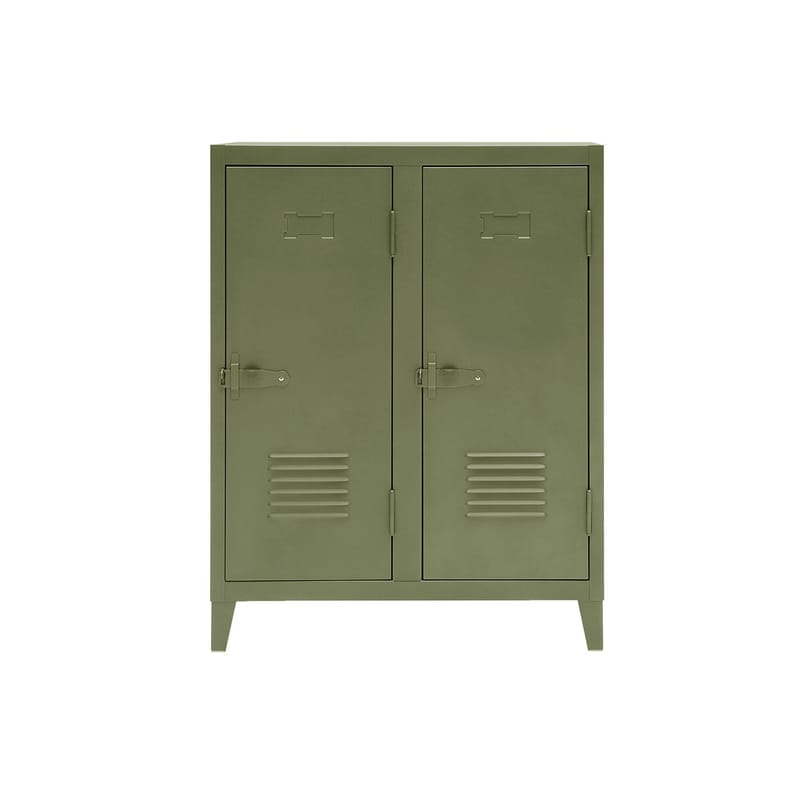 Mobilier - Mobilier Kids - Buffet Vestiaire B2 bas métal vert / 2 portes - L 80 x H 102 cm - Tolix - Olive (mat fine texture) - Acier laqué