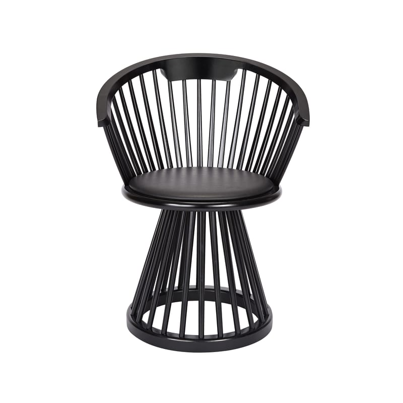 Mobilier - Chaises, fauteuils de salle à manger - Fauteuil Fan bois noir - Tom Dixon - Noir - Bouleau teinté, Cuir