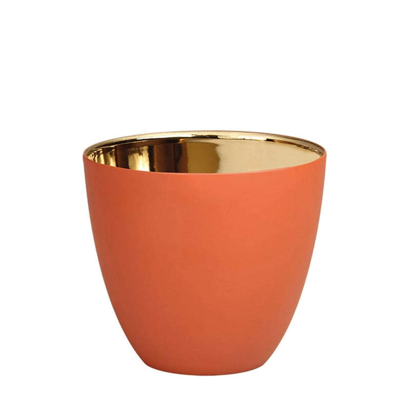 Décoration - Bougeoirs, photophores - Photophore Summer Small céramique orange or / H 6,5 cm - & klevering - Terracotta / Or - Porcelaine