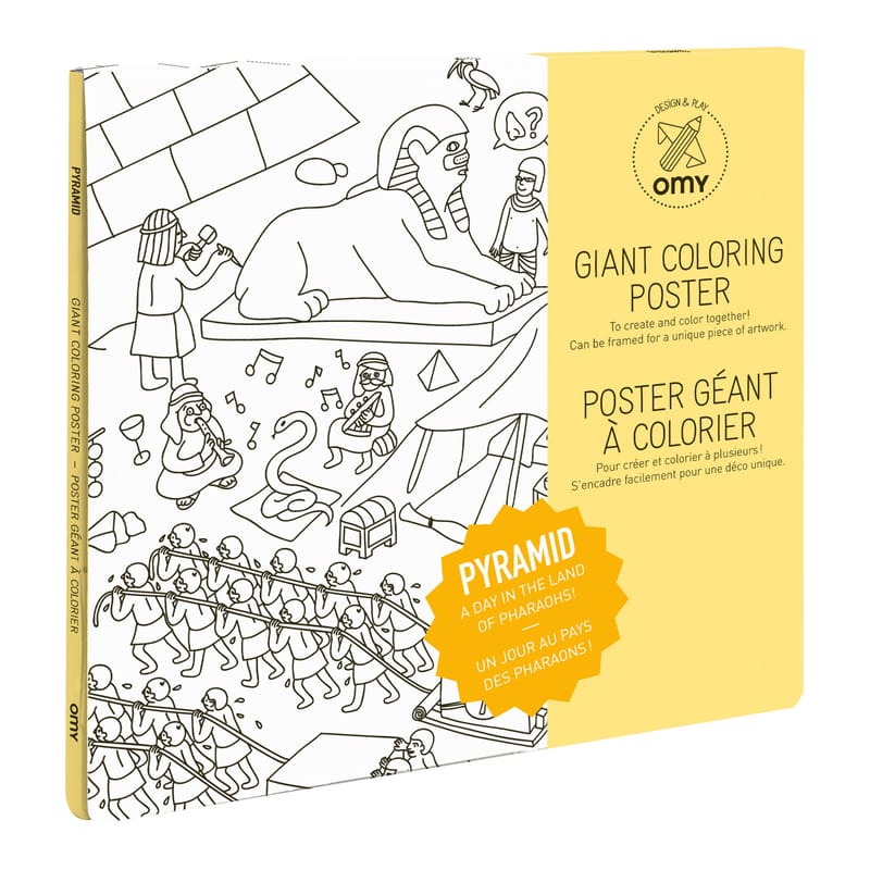 Décoration - Pour les enfants - Poster à colorier Pyramides papier blanc noir / 100 x 70 cm - OMY Design & Play - Pyramides - Papier recyclé