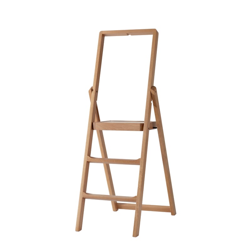 Folding wooden store step ladder