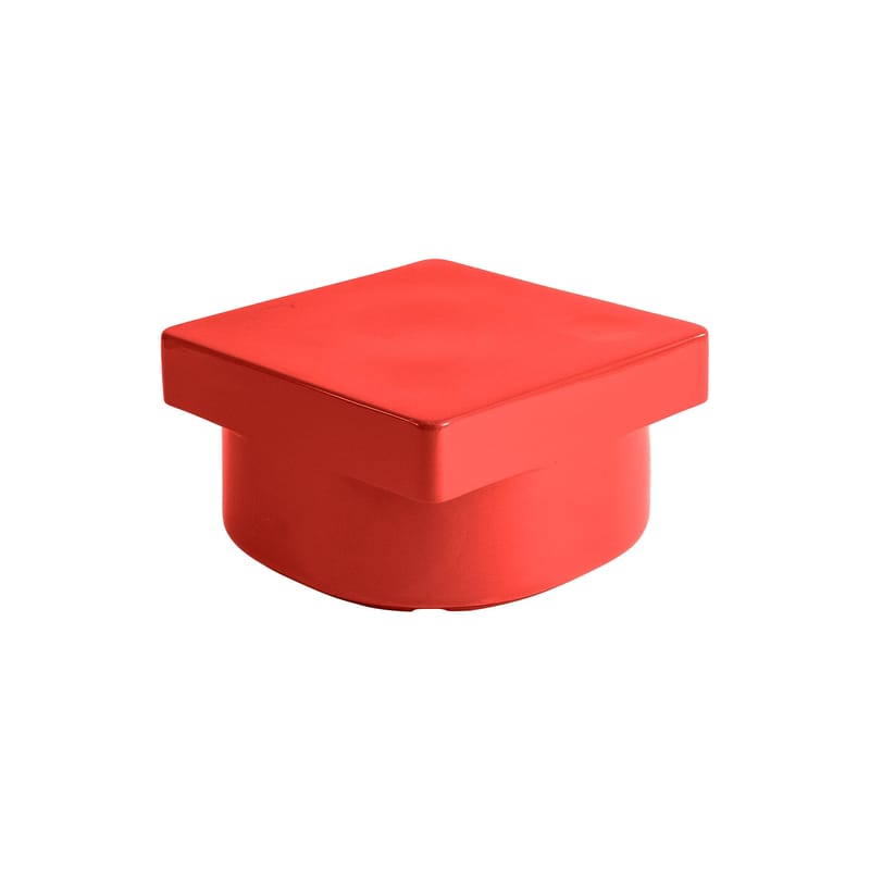 Mobilier - Tables basses - Table basse Landmark céramique rouge / Fait main - 60 x 60 x H 32 cm - NINE - Rouge - Céramique émaillée