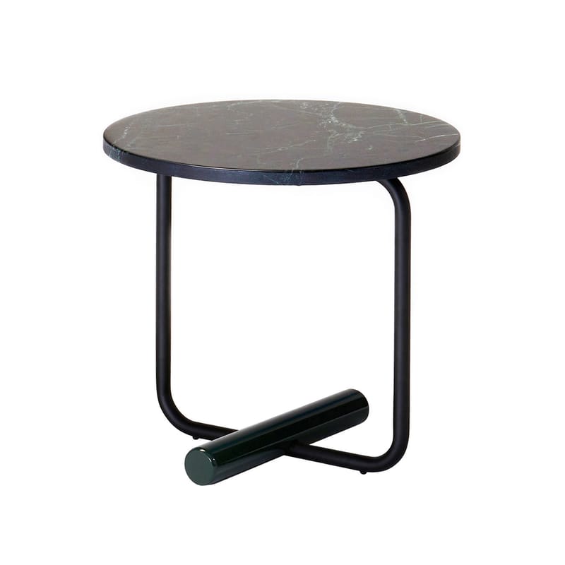 Mobilier - Tables basses - Table basse ToTo pierre vert / Ø 45 x H 42 cm - Marbre - Zanotta - Marbre / Vert - Acier, Hêtre laqué, Marbre