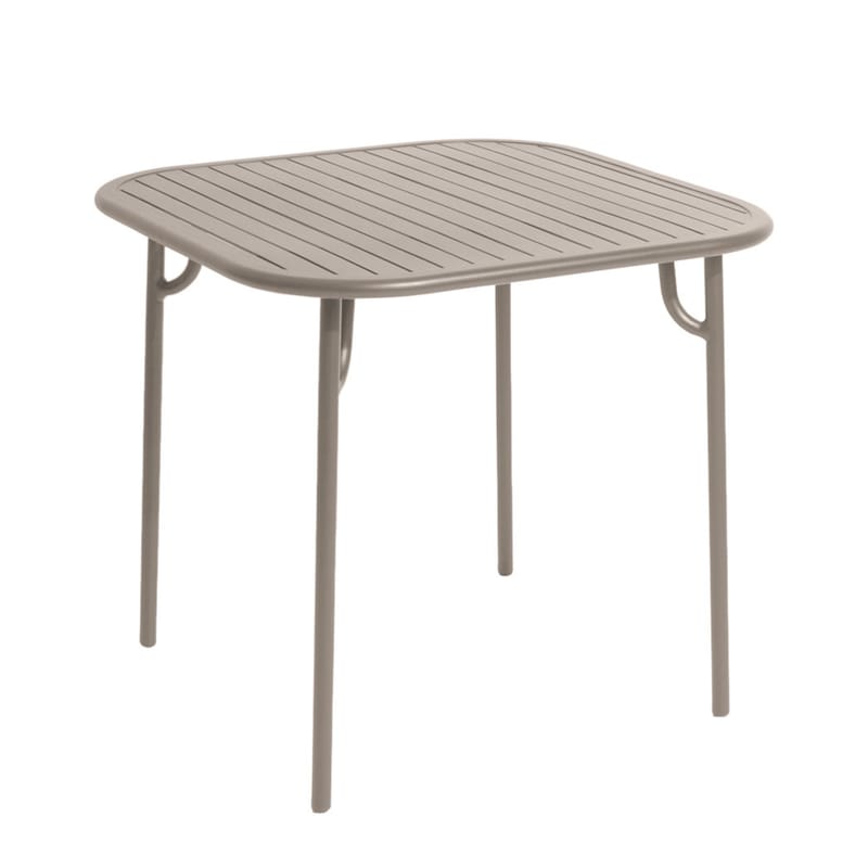 Jardin - Tables de jardin - Table carrée Week-end Bistrot métal beige / 85 x 85 cm - Aluminium - Petite Friture - Dune - Aluminium