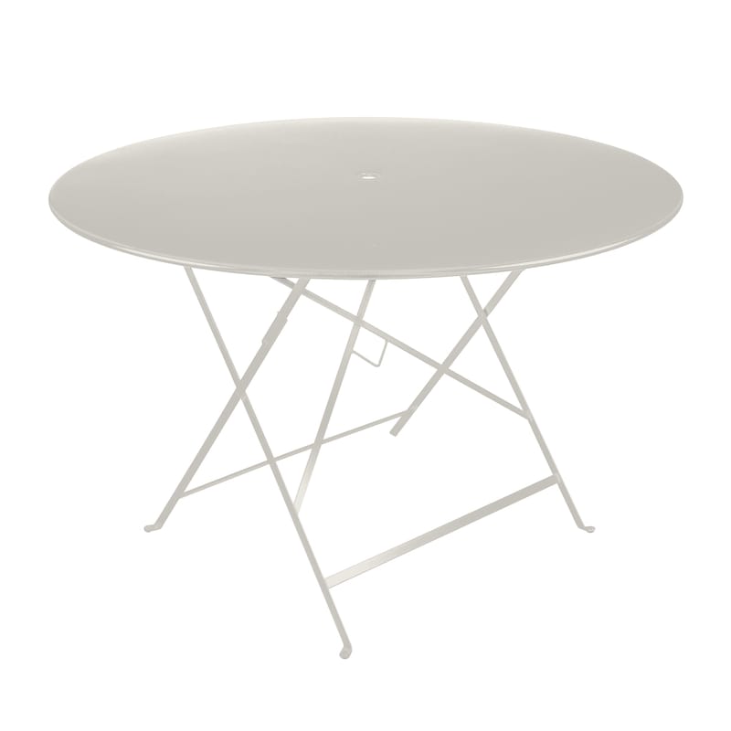 Jardin - Tables de jardin - Table pliante Bistro métal gris / Ø 117 cm - Trou parasol - Fermob - Gris argile - Acier laqué
