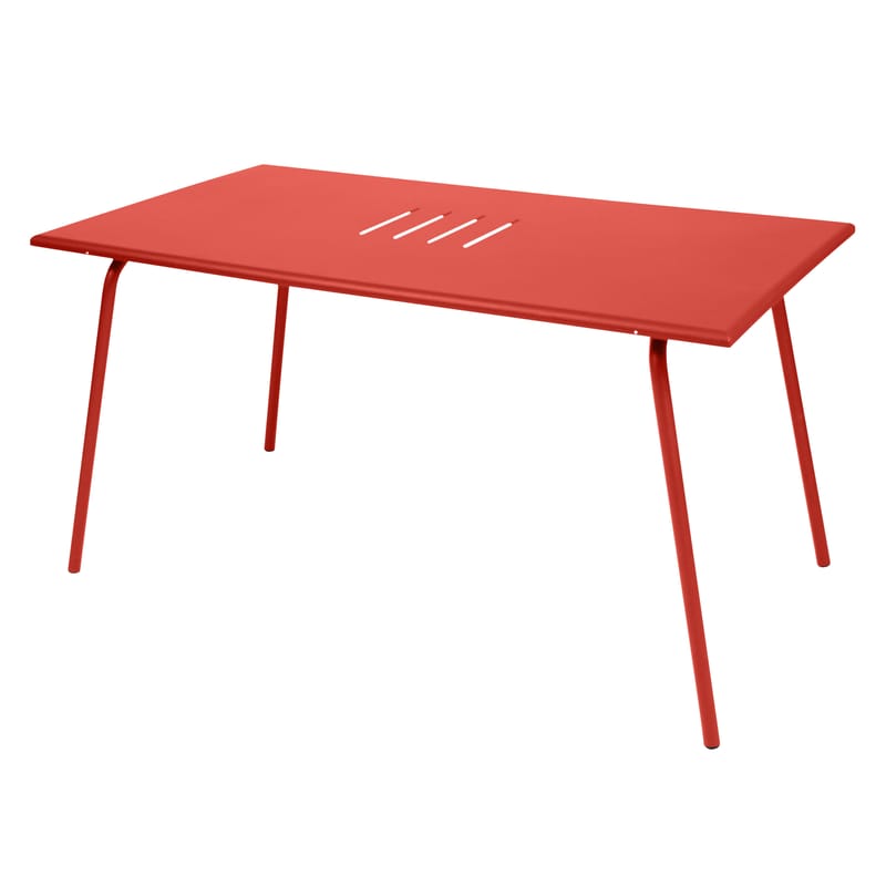 Jardin - Tables de jardin - Table rectangulaire Monceau métal rouge orange / 146 x 80 cm - 6 personnes - Fermob - Capucine - Acier peint