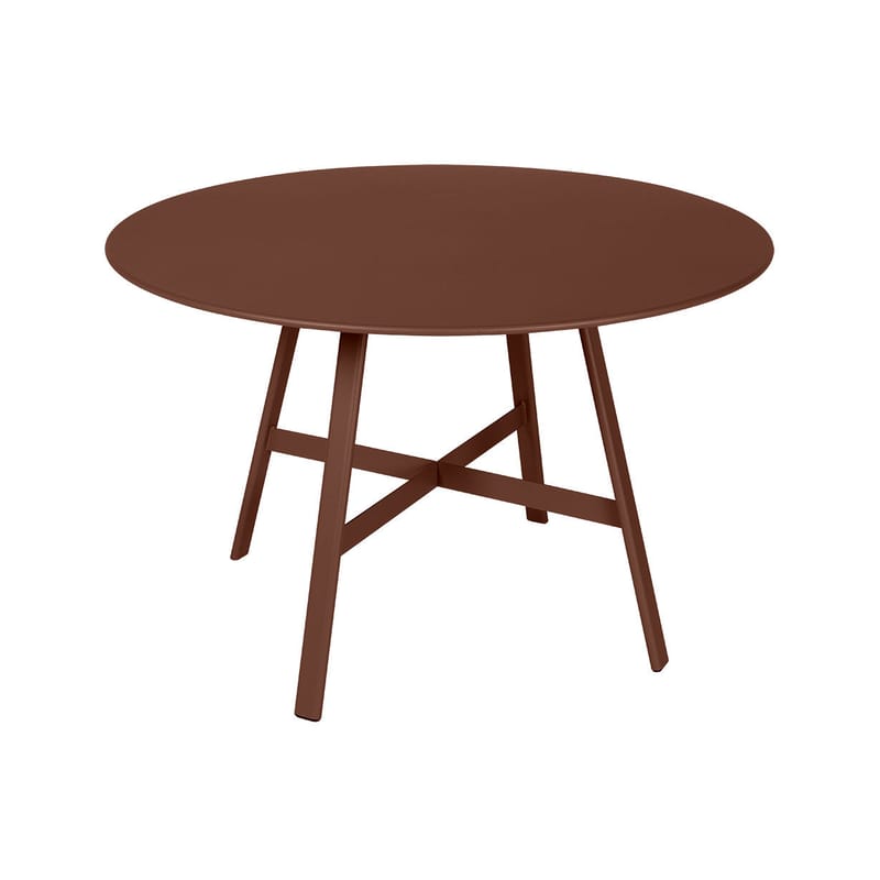 Jardin - Tables de jardin - Table ronde So’O métal rouge / Ø 117 cm - 6 personnes - Fermob - Ocre rouge - Acier