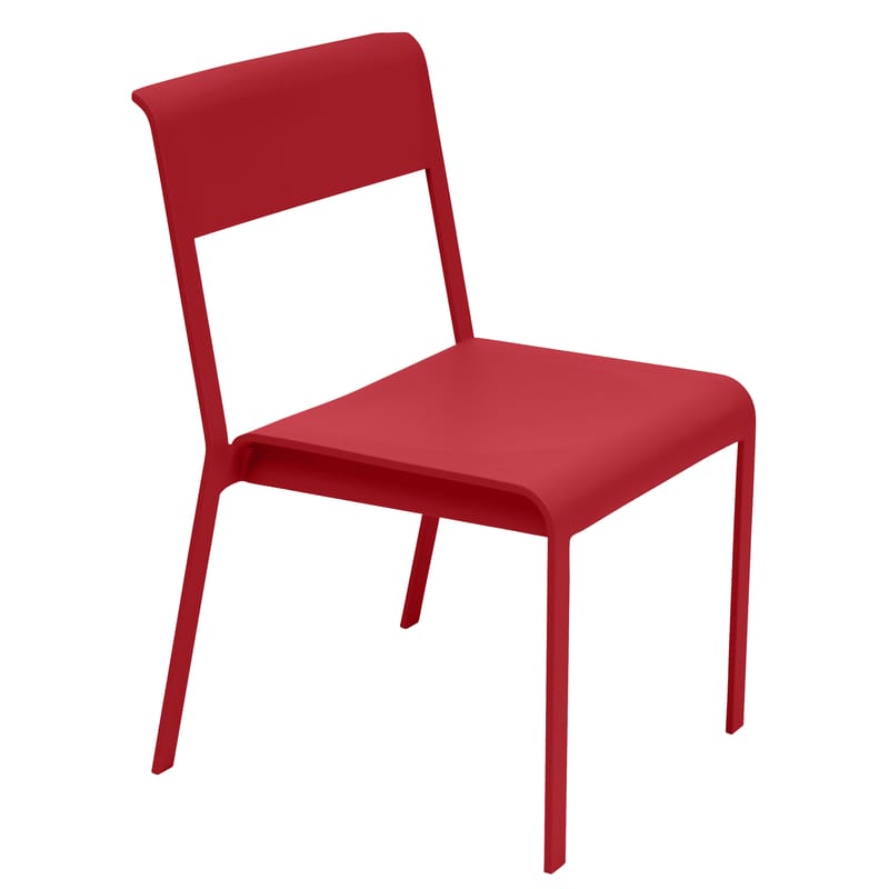 Mobilier - Chaises, fauteuils de salle à manger - Chaise empilable Bellevie métal rouge - Fermob - Coquelicot - Aluminium laqué
