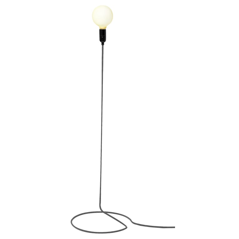 Luminaire - Lampadaires - Lampadaire Cord lamp tissu noir - Design House Stockholm - Cordon blanc & noir - Acier, Coton